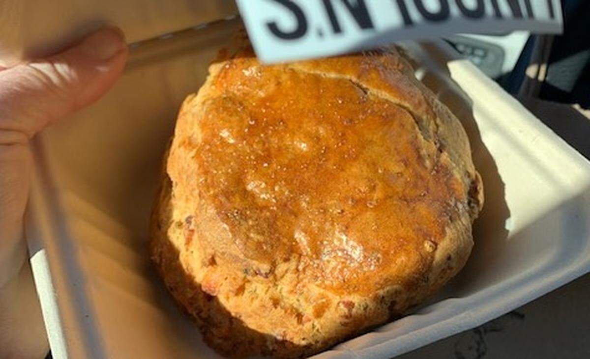 Lincoln’s Haberdashery’s Rosemary cheddar biscuit.