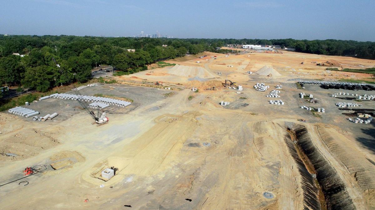 An aerial view of the Eastland Yards site as pictured on Thursday, Aug. 24, 2023.