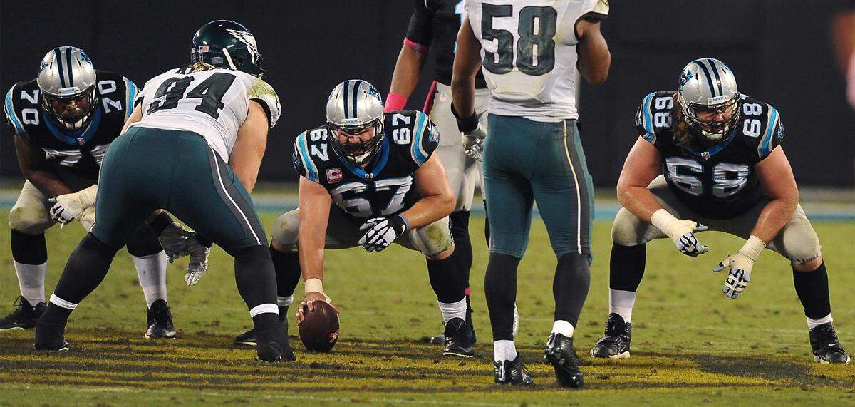 Carolina Panthers guard Trai Turner (70) will miss former teammate Andrew Norwell (68), but says he's glad Norwell signed a big free agent deal with Jacksonville.