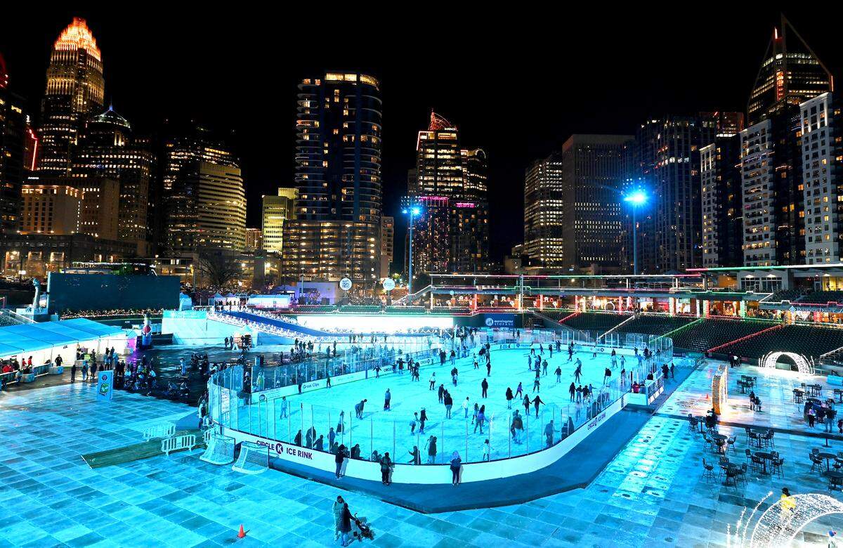 The Charlotte Knights welcomed families and fans to Truist Field for the fourth season of Light the Knights Festival on Wednesday, Nov. 22, 2023. Trust Field has been filled with thousands of holiday lights, trees and displays to create a winter wonderland. Adding to the excitement for families is the regulation size ice rink and a 10-lane 150-foot snow tubing hill.
