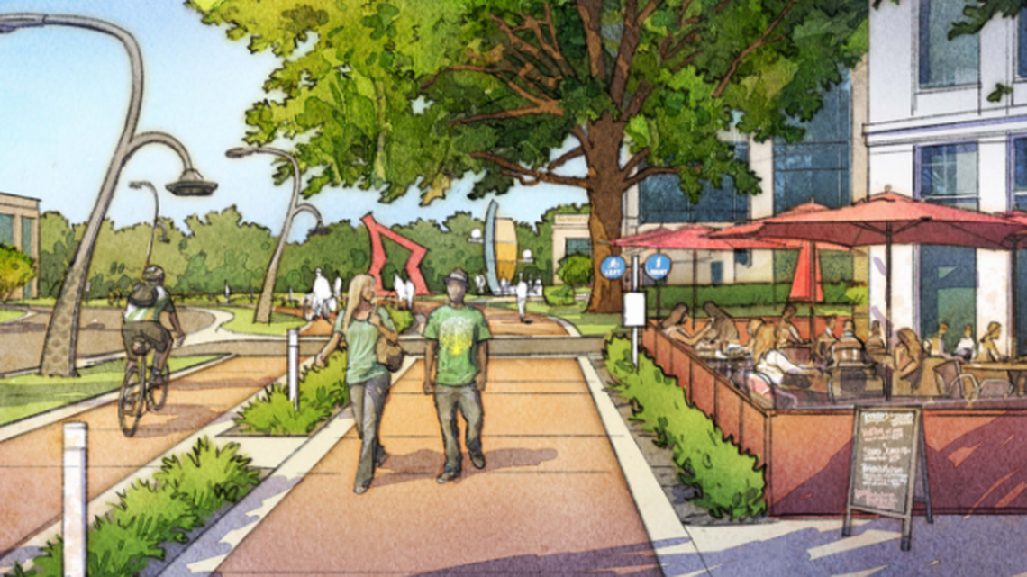 This city rendering shows a planned 3-mile Cultural Loop in the SouthPark area.