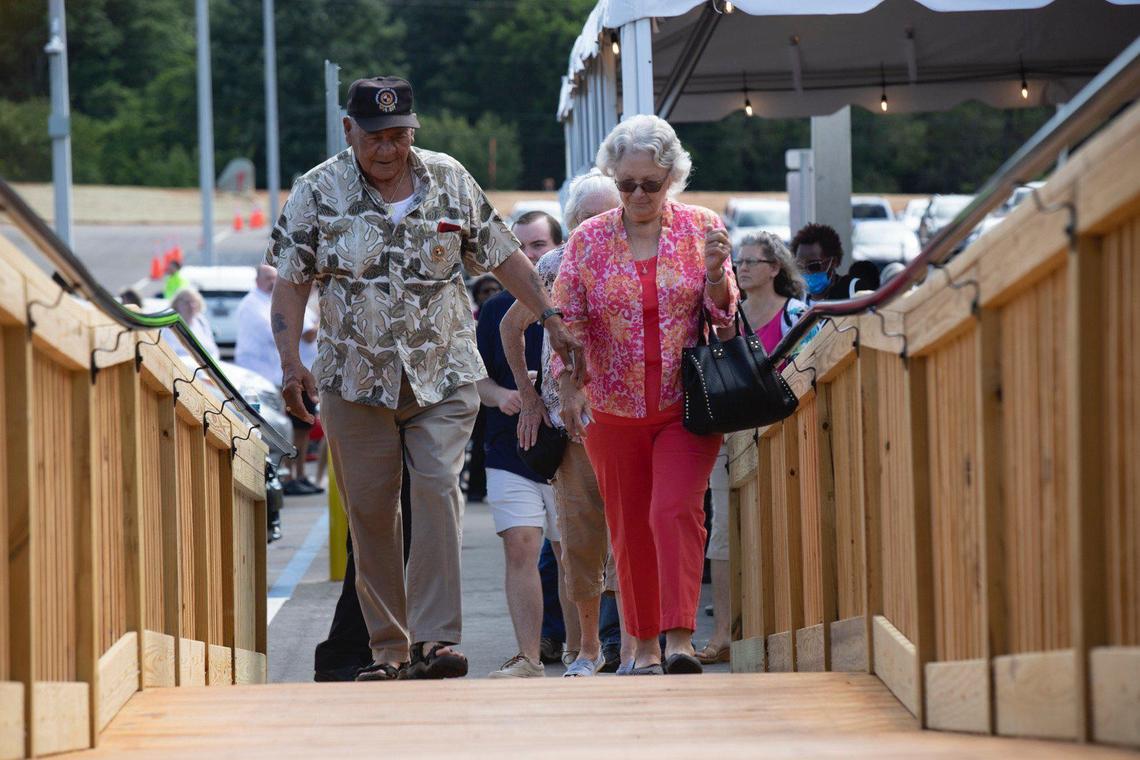 Guest enter the Catawba Two Kings Casino on opening day on Thursday, July 1, 2021.