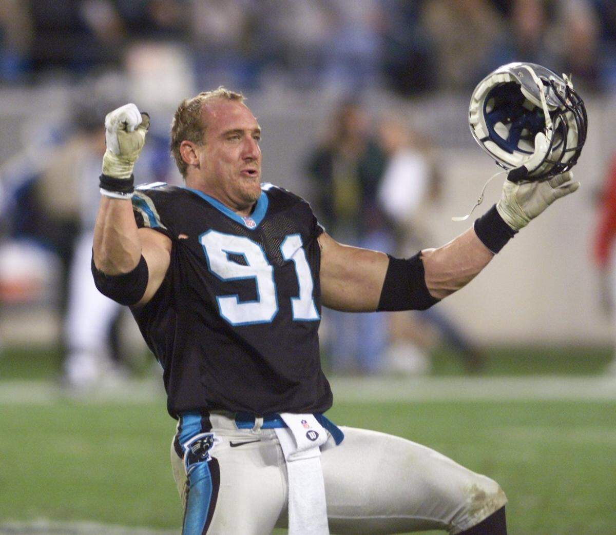 Linebacker Kevin Greene, who died Monday at age 58, played three seasons for the Panthers.