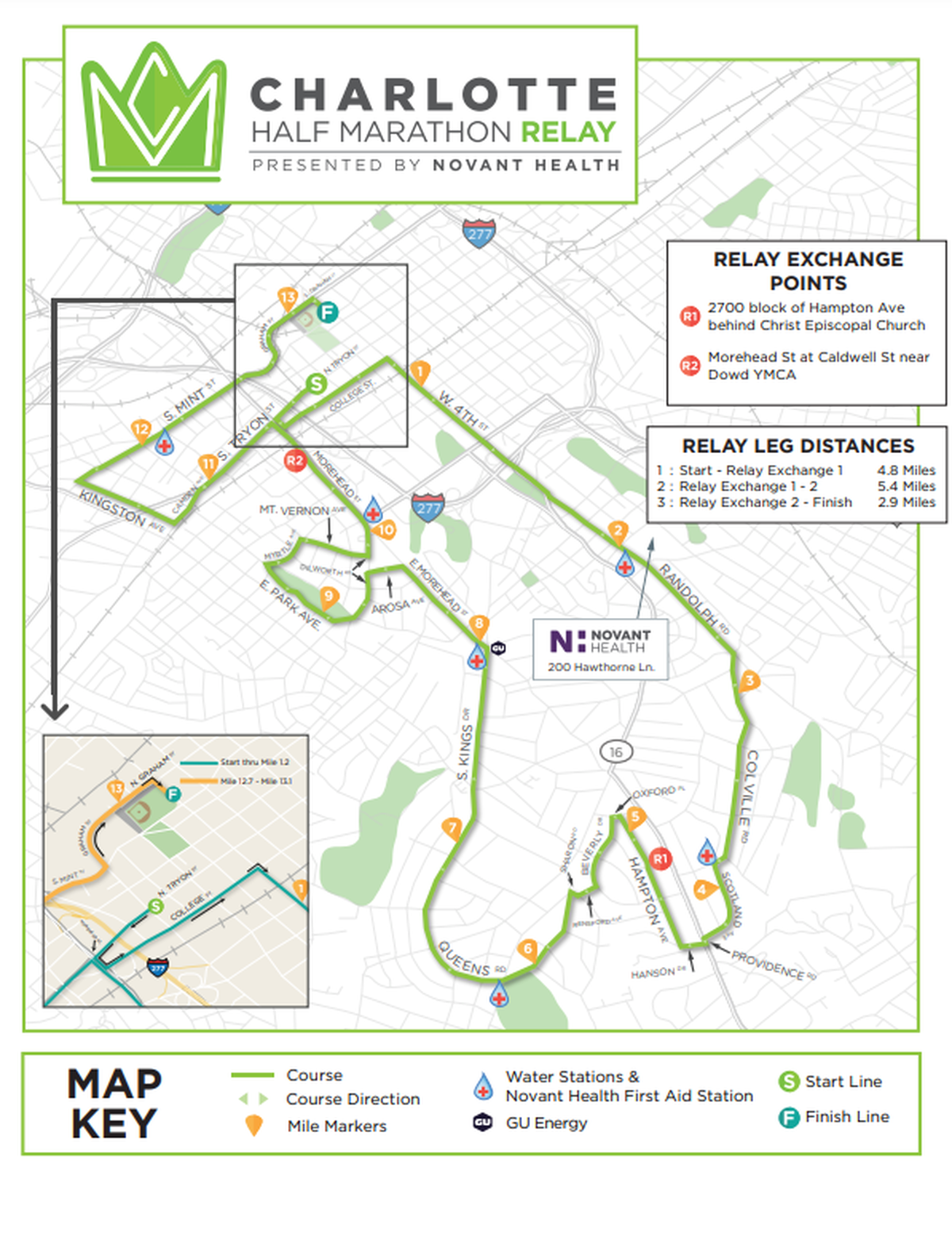 A screenshot of the half marathon relay map.