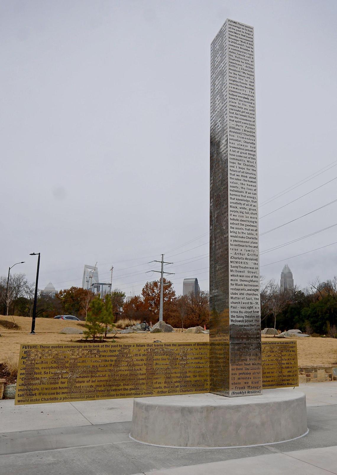 A public art piece is among the attractions at Pearl Street Park. A ribbon cutting ceremony on Tuesday, December 14, 2021 will host Mecklenburg Board of County Commissioners and other local officials as the community comes together to celebrate the 11-acre park in the reawakening of a historic park in the Second Ward/Brooklyn neighborhood.