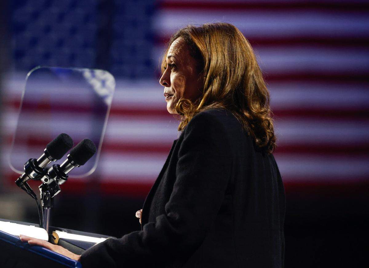 Vice President Kamala Harris speaks during a rally at the Bojangles Coliseum in Charlotte, NC on Thursday, September 12, 2024.