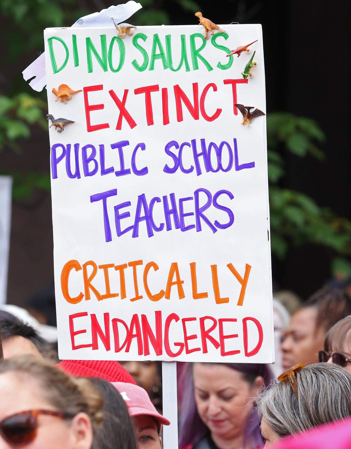 Signs, signs, signs were everywhere as teachers rallied at the Government Complex in Raleigh.