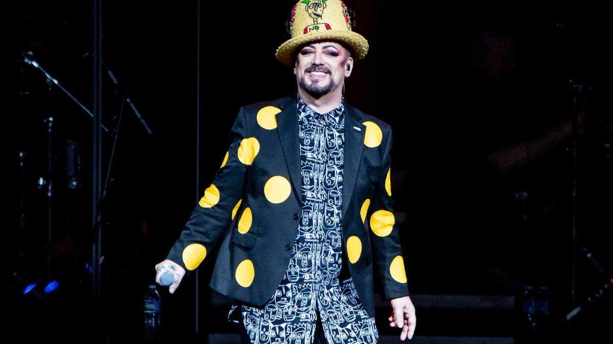 Culture Club lead singer Boy George performs at PNC Music Pavilion on Wednesday night.