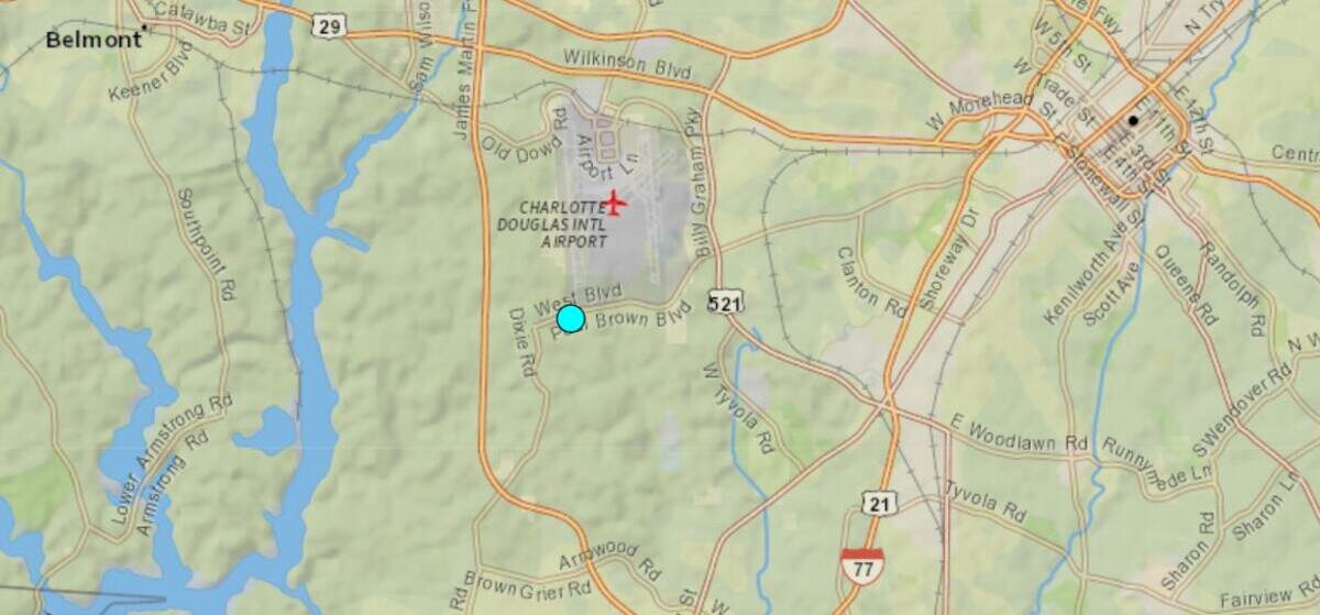 Earthquake site that registered 2.2 on the Richter scale Monday May 6.