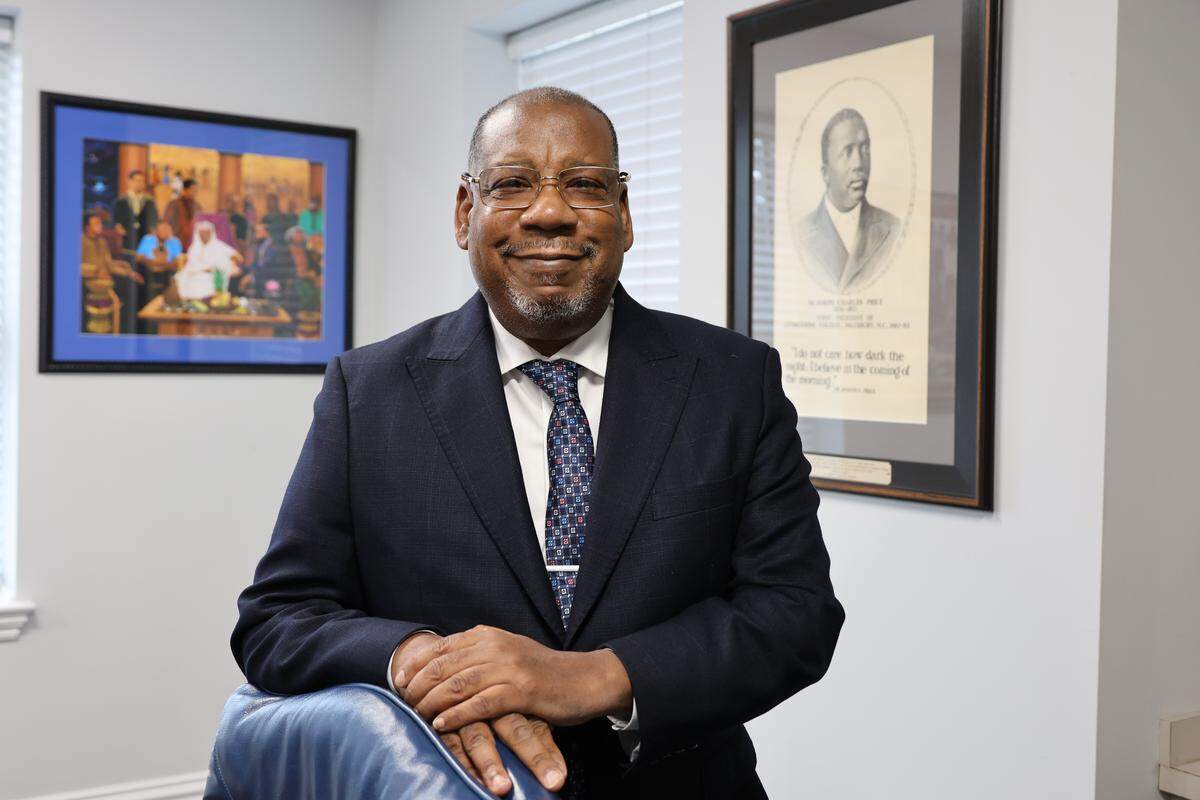 Dr. Anthony J. Davis, photographed in a conference room near his office at Livingstone College.