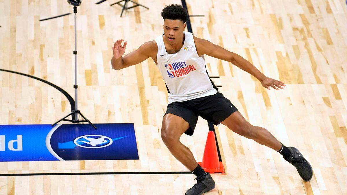 Tennessee’s Jaden Springer participates in the NBA Draft Combine at the Wintrust Arena Wednesday, June 23, 2021, in Chicago.