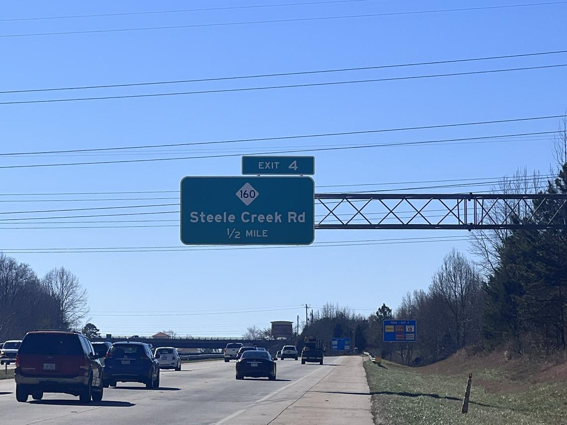 The Exit 4 sign on Interstate 485 now reads “Steele Creek” instead of “Fort Mill.”