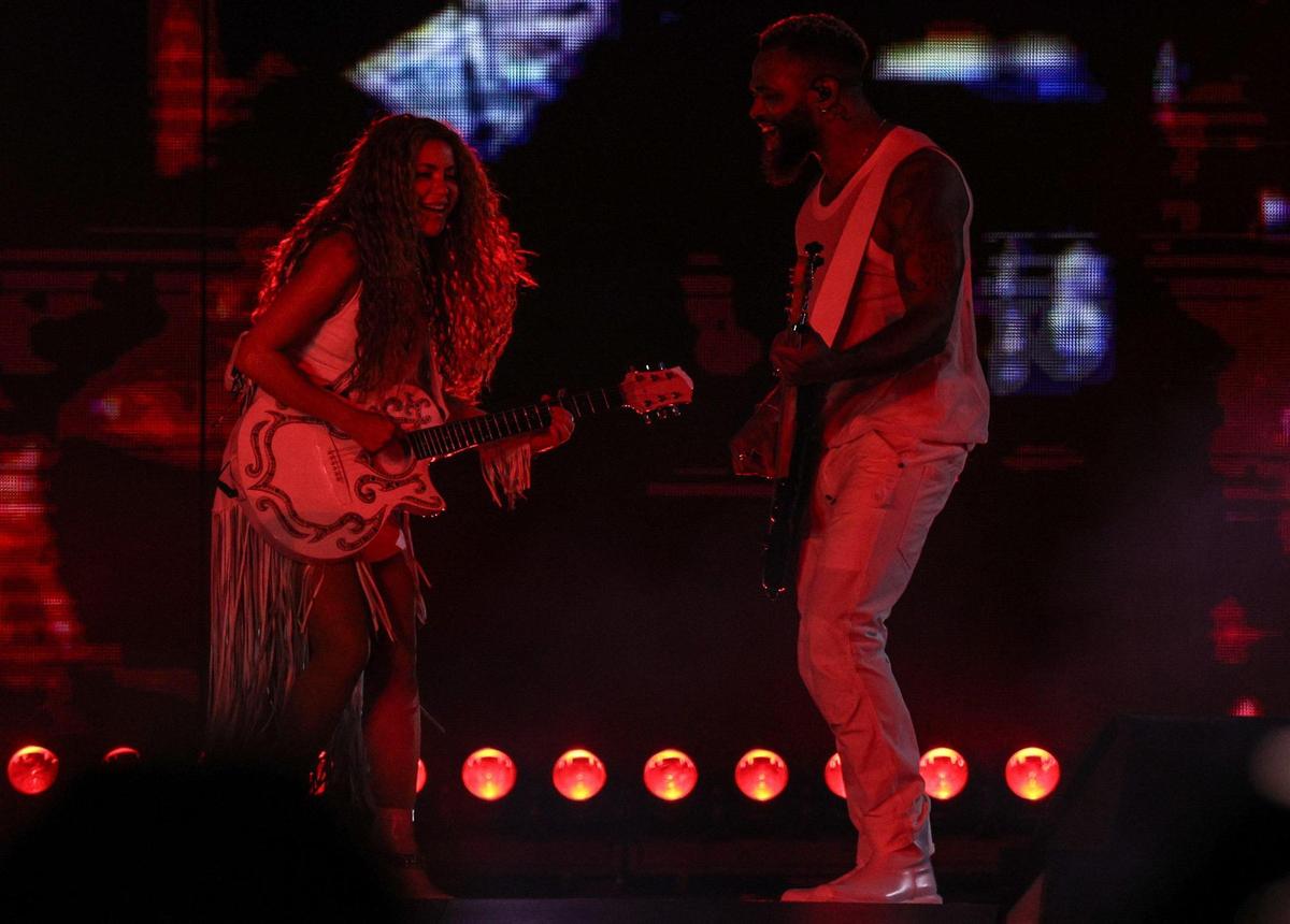 Shakira performs at Bank of America Stadium in Charlotte on Tuesday night.