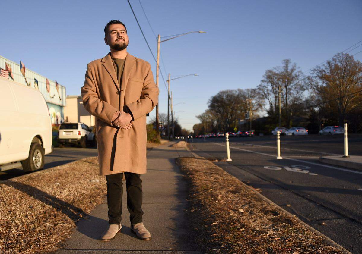 JD Mazuera Arias, 27, was elected as the District 5 Representative to the Charlotte City Council after a very tight primary in 2025. Mazuera Arias, as a CMS student, went to Idlewild Elementary, Randolph Middle School and East Mecklenburg High School. After high school he achieved a BA in Political Science from Queens University of Charlotte and got an MPA from NYU Robert F. Wagner School of Public Service where he was a Bloomberg Pubilc Service Fellow. Mazuera Arias was photographed on Friday, Dec. 19, 2025.