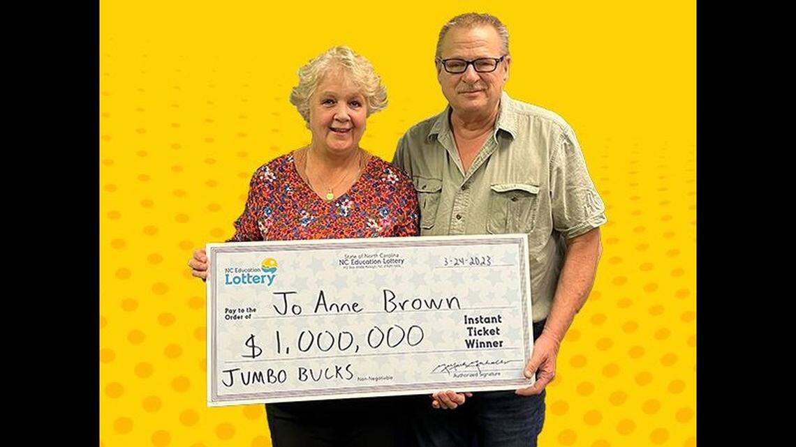 Jo Anne Brown and her husband, Kerry, celebrated the big jackpot win.