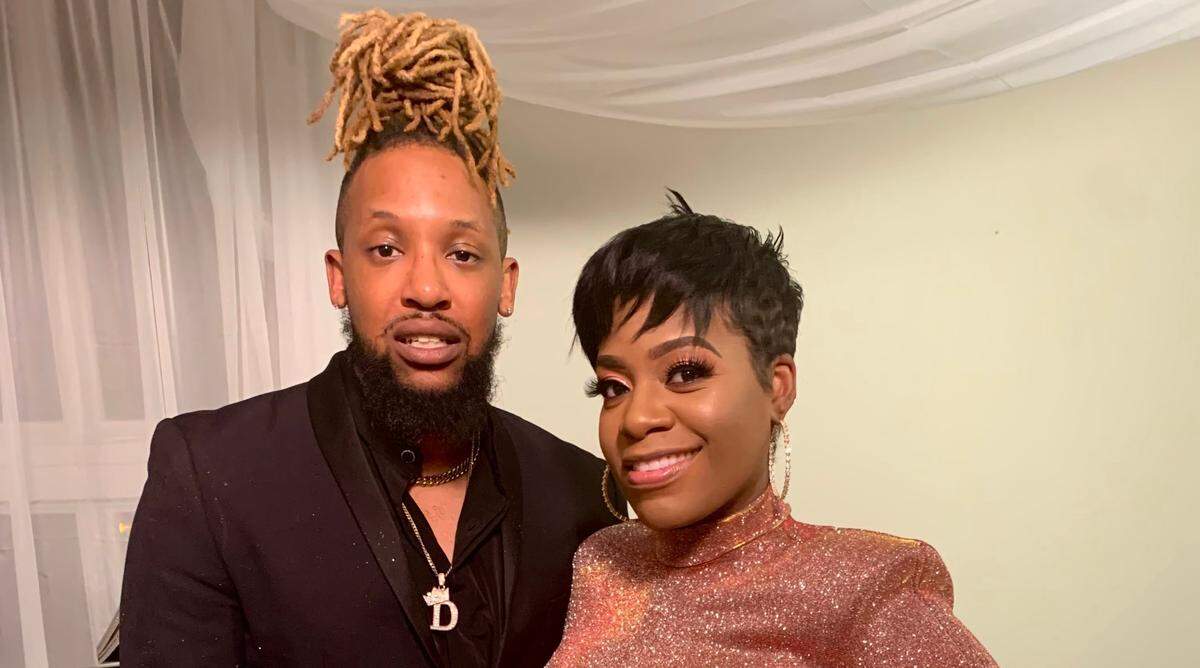 Dennis Reed Jr. and Fantasia Barrino pose for a photo at her home after they finished filming “Our OWN Easter” for the Oprah Winfrey Network in 2021.