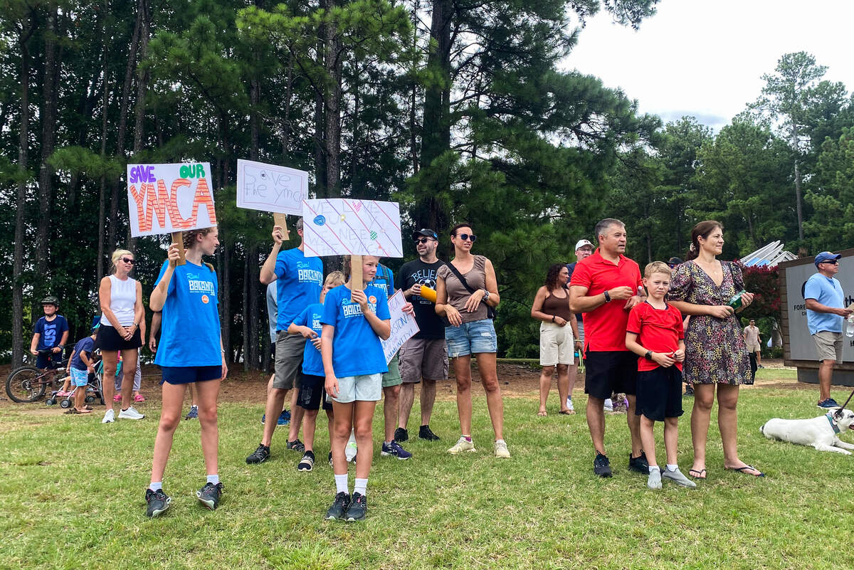 Hundreds of people gather in south Charlotte to protest the sale of the Morrison Family YMCA to a church.