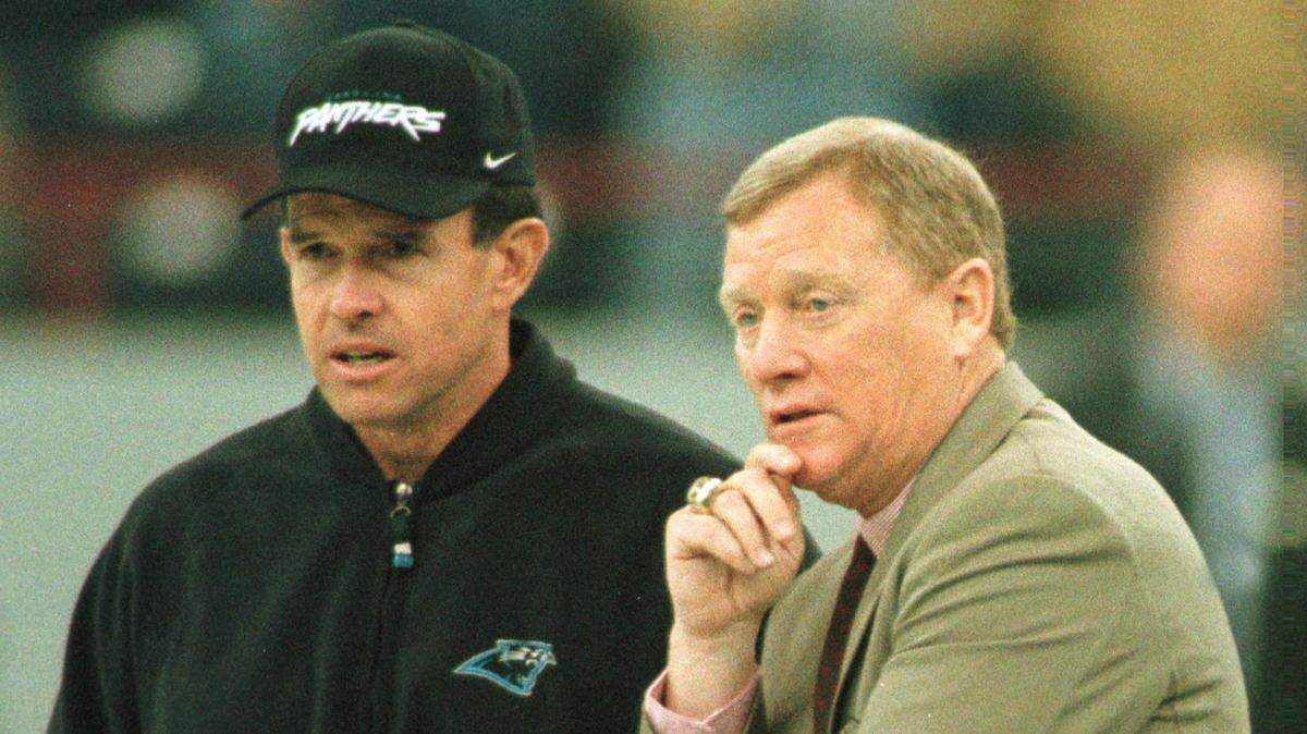 Bill Polian (right) and Dom Capers were the two men most responsible for constructing Carolina’s early rosters in the mid-1990s.