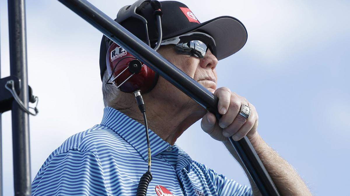Team owner Joe Gibbs watches NASCAR Cup practice last week at Homestead-Miami Speedway.