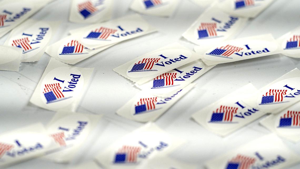 I Voted stickers await voters after they cast their ballots in this year’s NC primary.