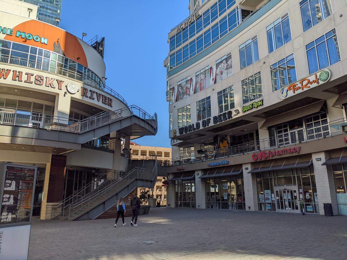 Epicentre in uptown Charlotte (shown in January at lunch hour) is in foreclosure proceedings, and eventually will be sold.