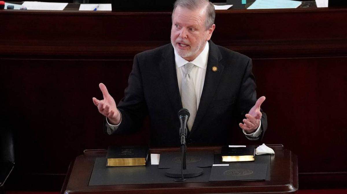 In this Jan. 13, 2021 file photo, Senate President Pro Tempore Phil Berger, R-Rockingham, speaks after being sworn in during the opening session of the N.C. General Assembly in Raleigh.