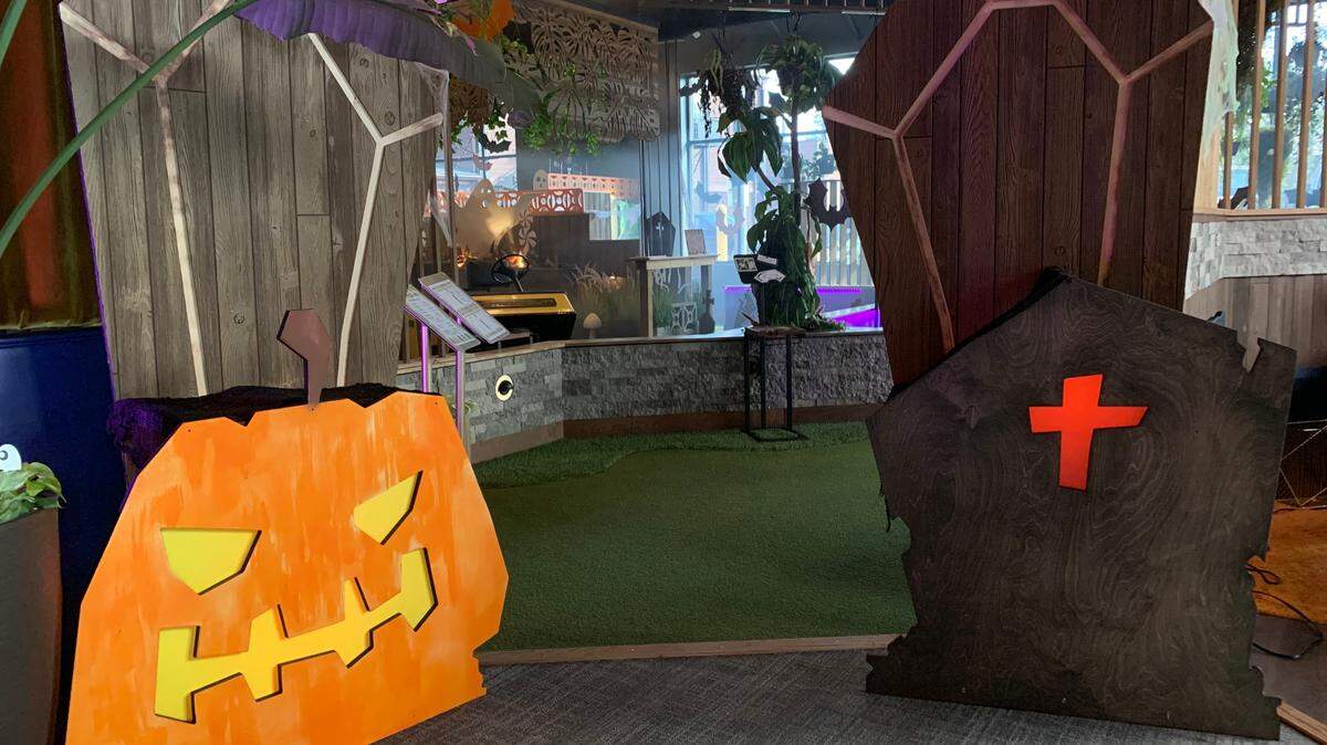 This spooky mini golf course at Stoke includes glow-in-the-dark golf balls.