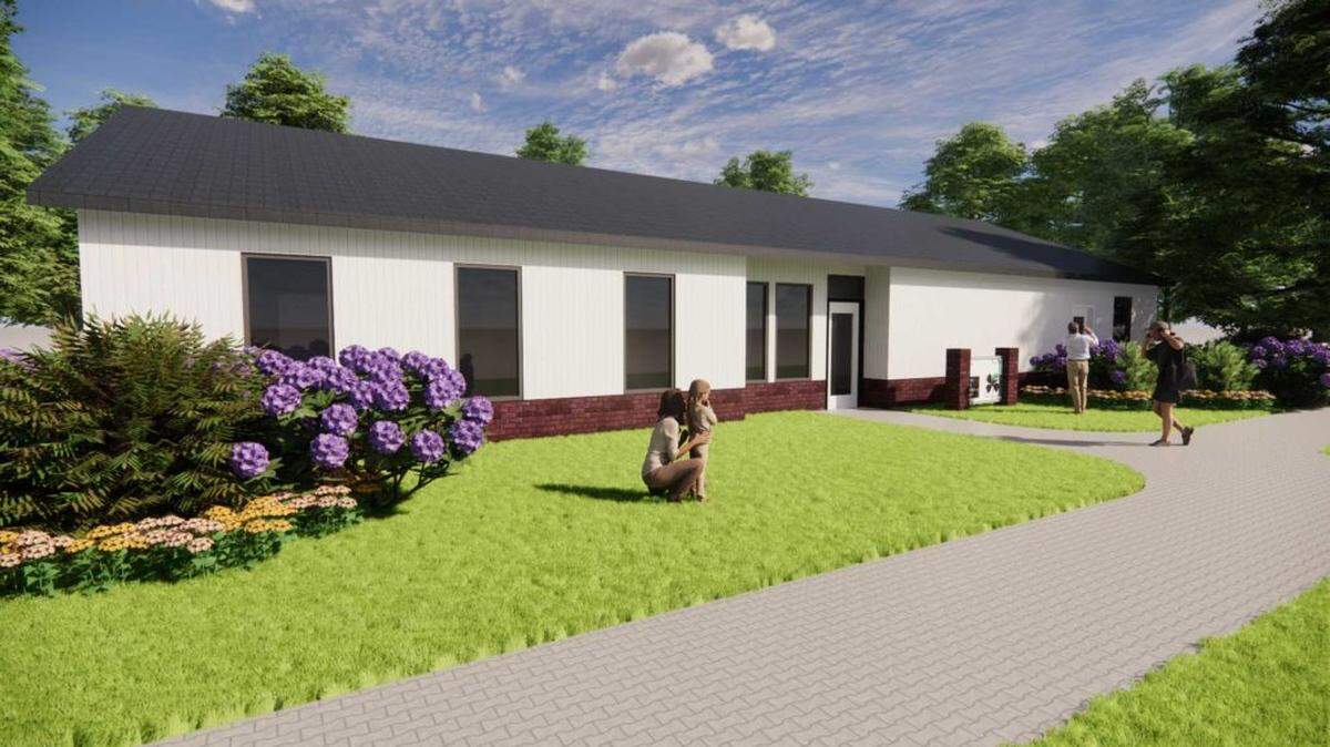 A rendition shows the planned new building for the Clover Area Assistance Center in York County.