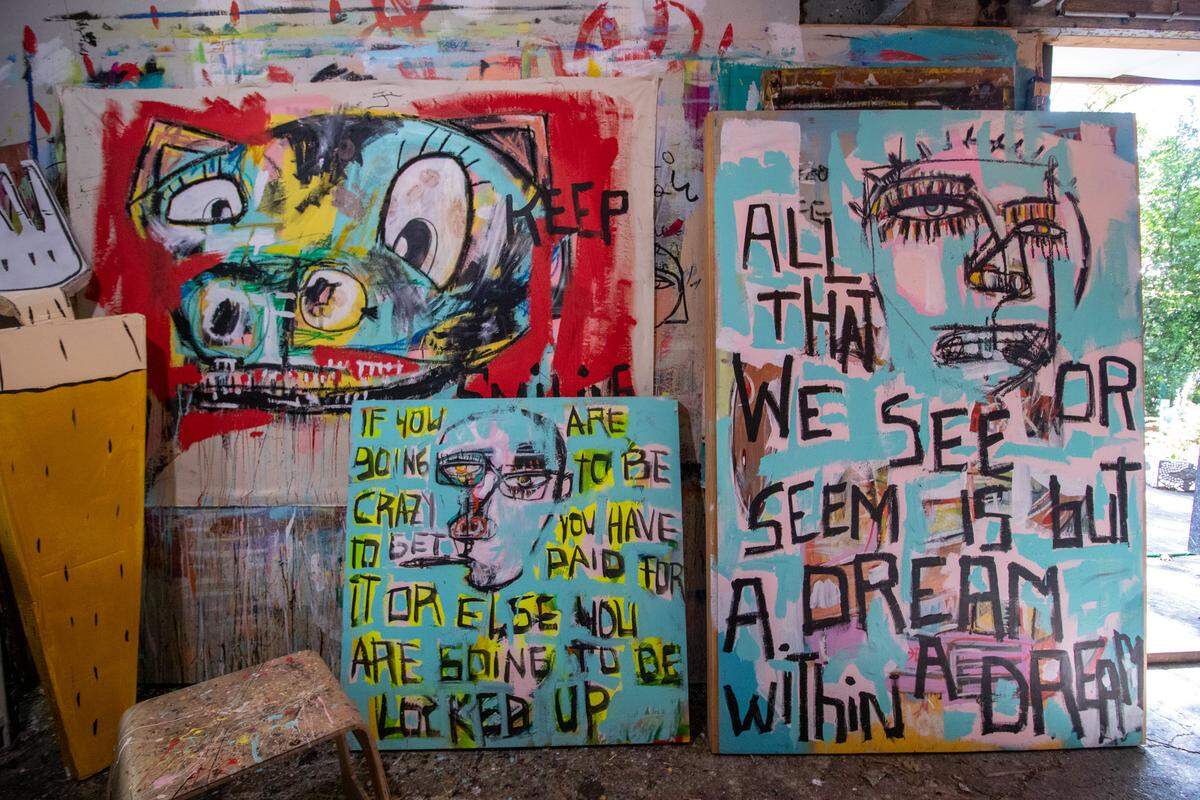 Nico Amortegui’s art has taken him on a journey. He plunged into painting after the 2008 economic downturn, but has since created murals, ceramics, and is working on puppets. These are some of his paintings.