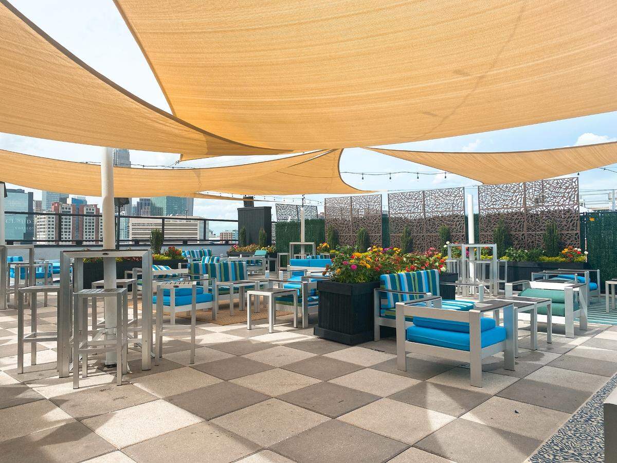 The rooftop bar and lounge at Le Meridien hotel features craft cocktails and light bites.
