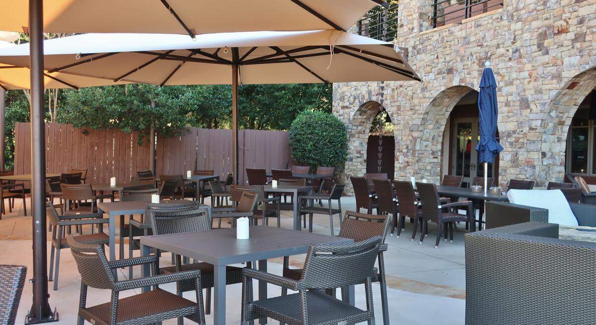 The patio outside Griffin’s at Country Club of the Carolinas at Firethorne.
