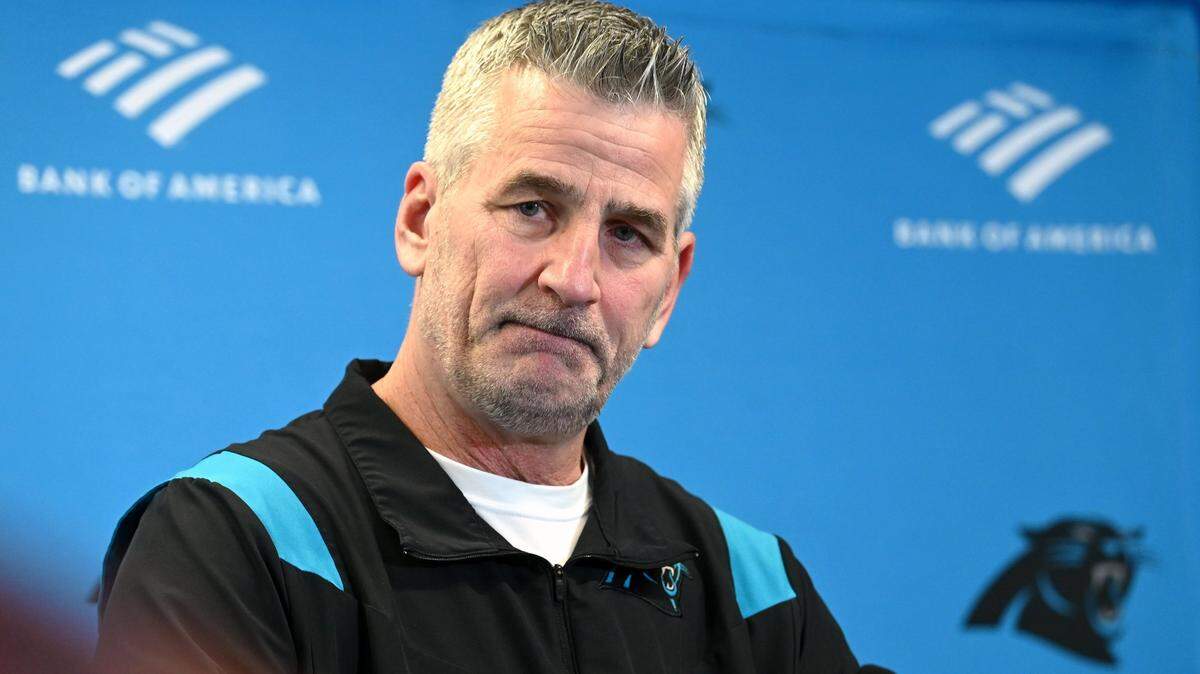 Carolina Panthers head coach Frank Reich listens to a reporter’s question during a press conference at Bank of America Stadium in Charlotte, NC on Monday, March 20, 2023.