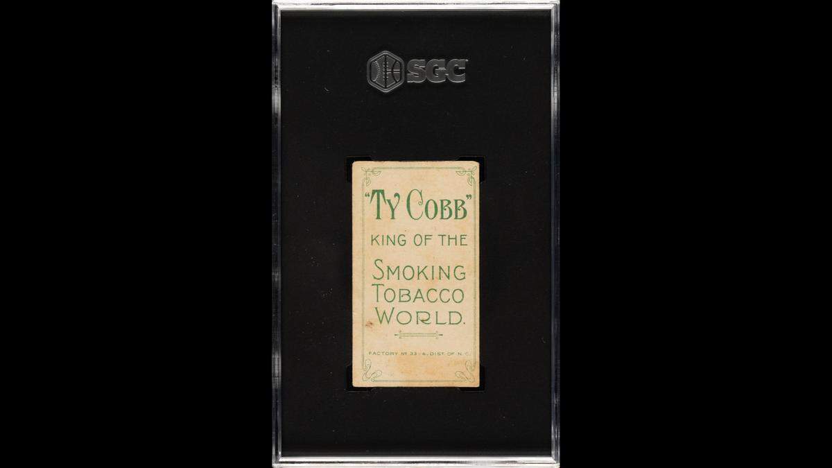 This is the back of a North Carolina family’s rare T206 Ty Cobb baseball card being auctioned by New Jersey-based Robert Edward Auctions on Nov. 22, 2024.