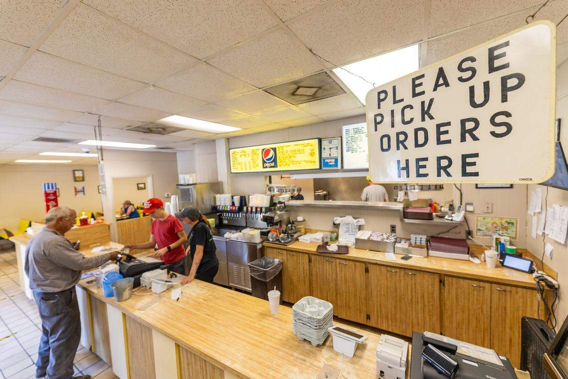 The pickup orders area at What-A-Burger at 1252 Old Charlotte Rd SW, Concord, NC.