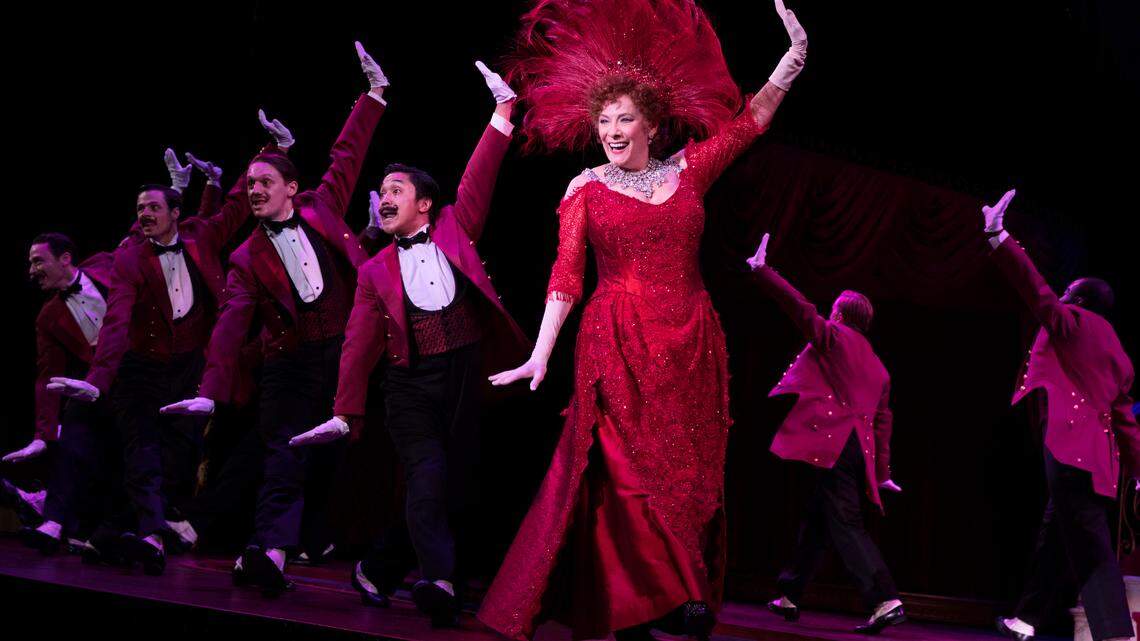 Betty Buckley stars as Dolly Levi in “Hello, Dolly!,” which opens July 9 at the Belk Theater in Charlotte. Buckley performs here with the waiters of the Harmonia Gardens as part of the 2018 national tour company.