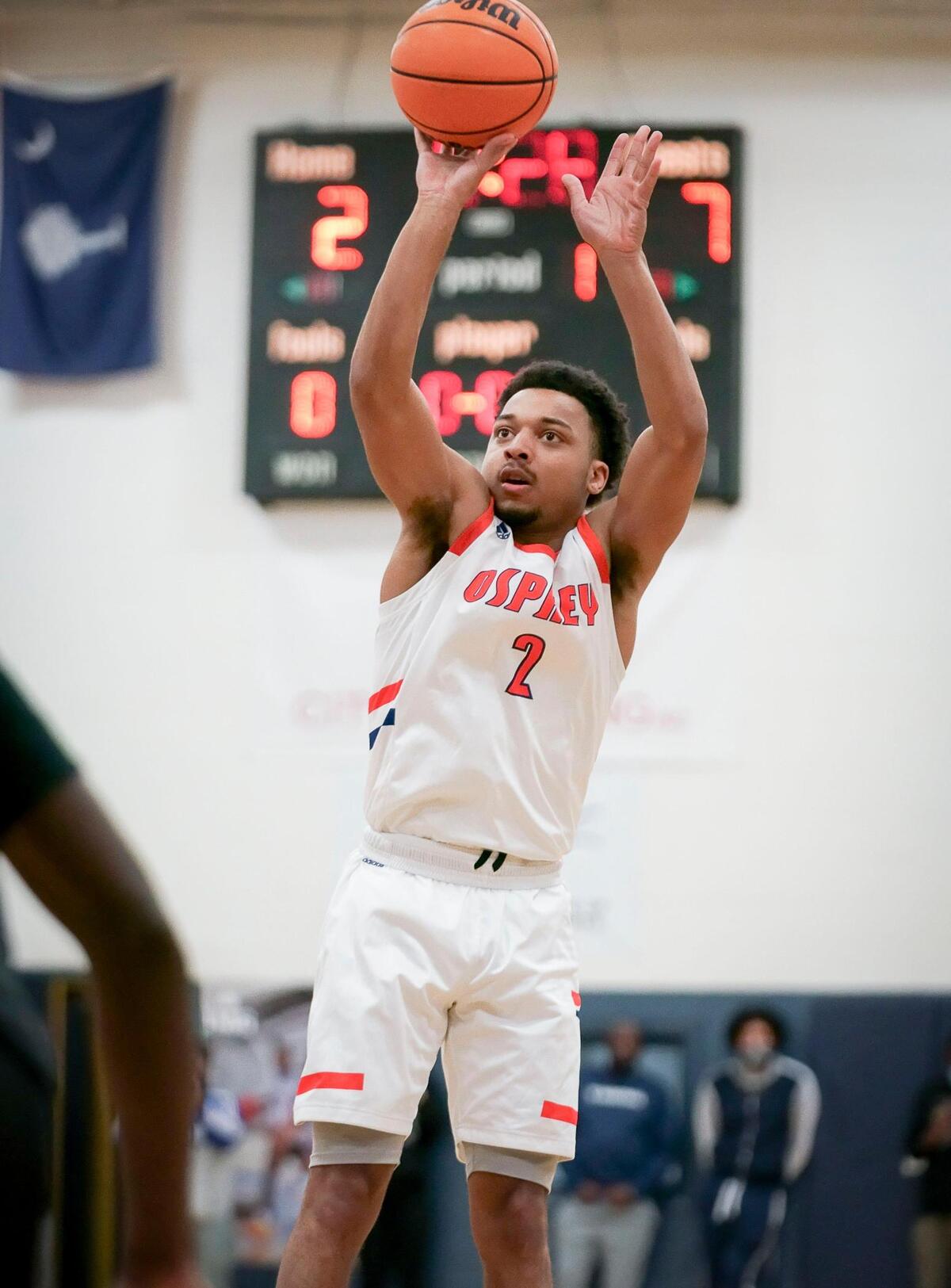 Lake Norman Christian’s Trey Green (1) pulls up and hits the 3-point basket.