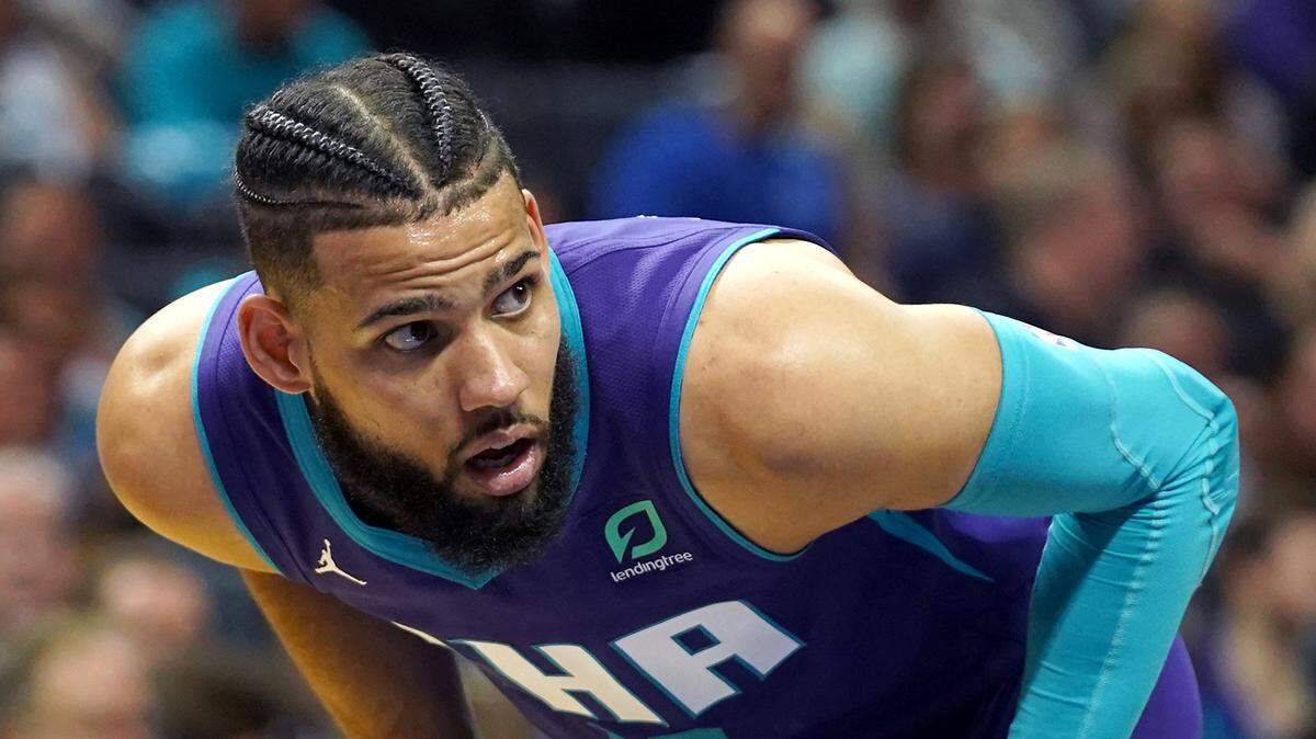 Charlotte Hornets forward Cody Martin waits for a free throw shot to be released during second half action against the Boston Celtics at Spectrum Center in Charlotte, NC on Thursday, November 7, 2019. The Celtics defeated the Hornets 108-87.