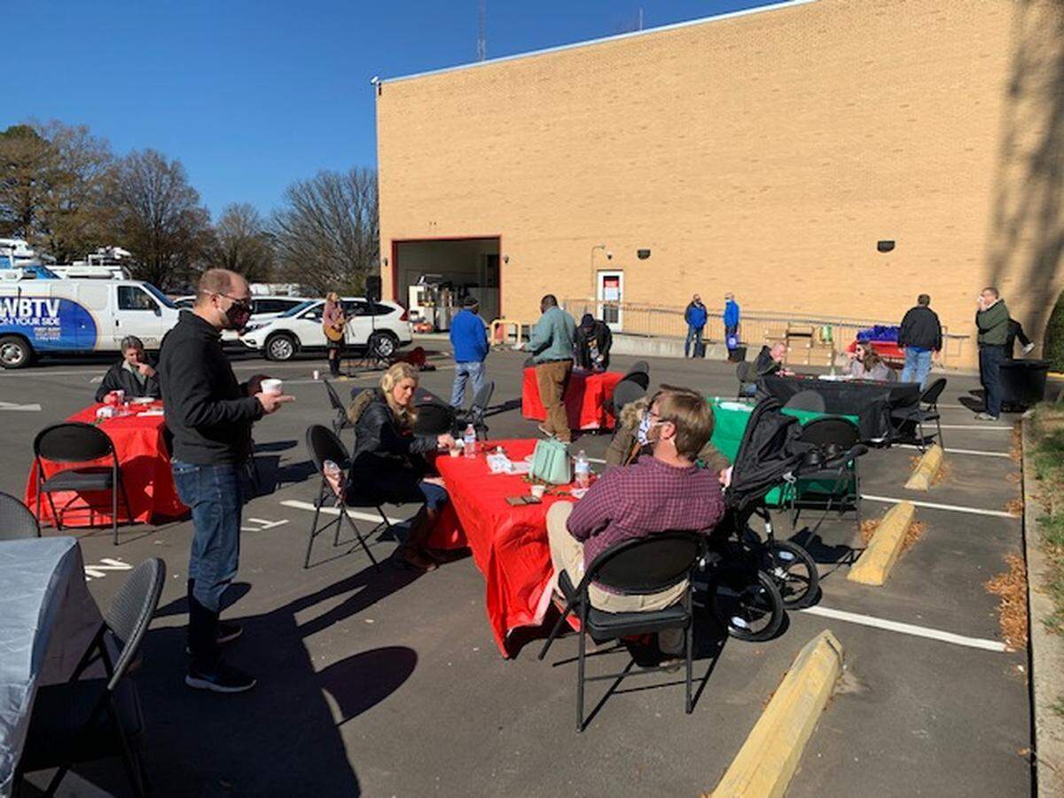 WBTV employees celebrated the holidays with an outdoor, catered lunch and live music.