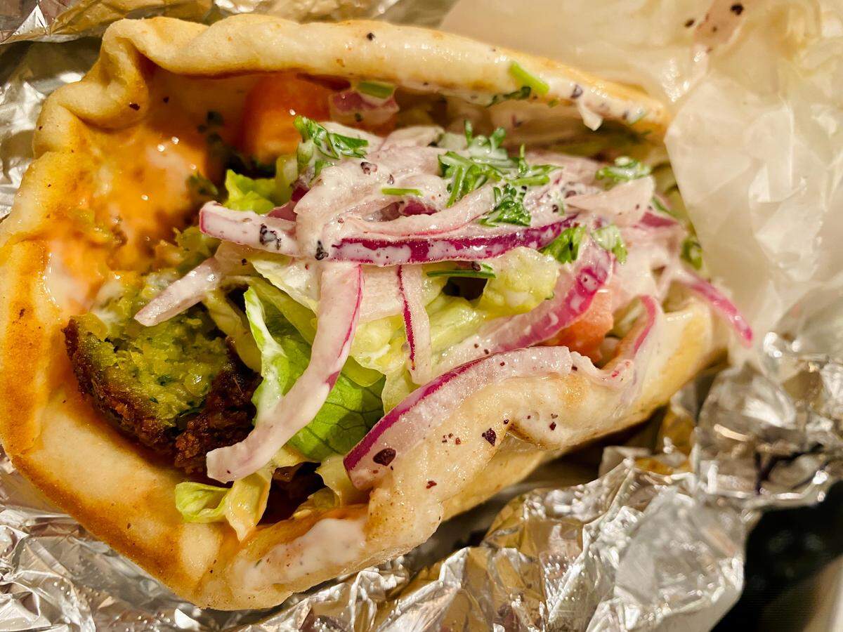 A falafel wrap from Halal Street Food.
