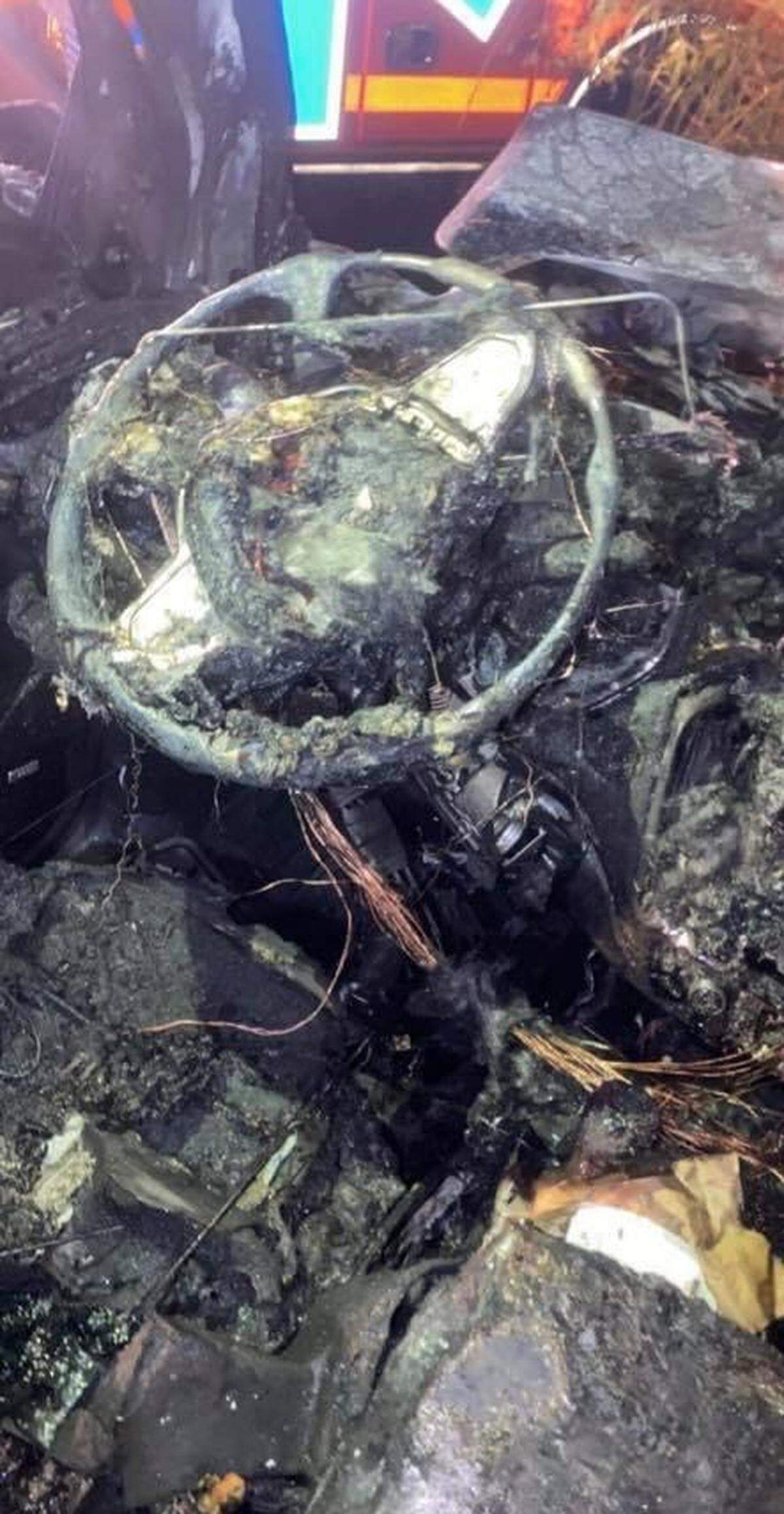The aftermath of the fire in Nolan McBride’s SUV.