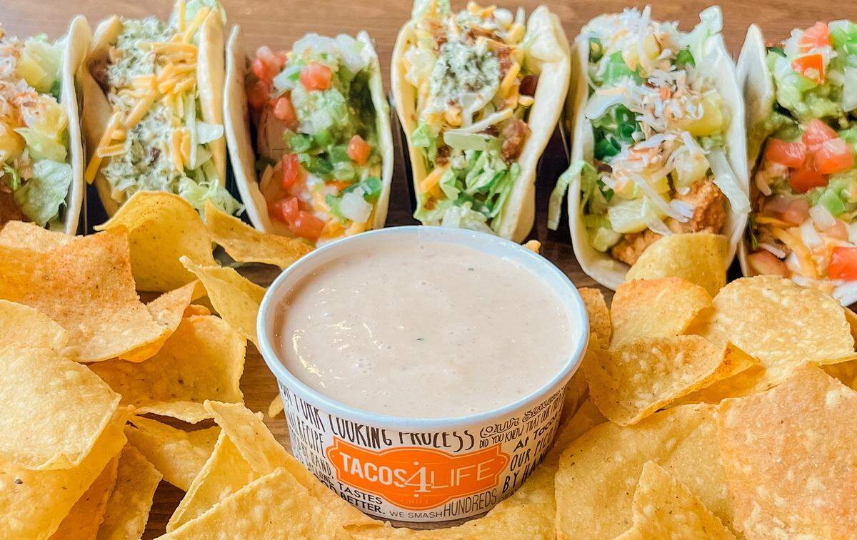 When Tacos 4 Life sells a taco, salad, quesadilla, rice bowl or nachos, it donates a meal to the nonprofit organization Feed My Starving Children.