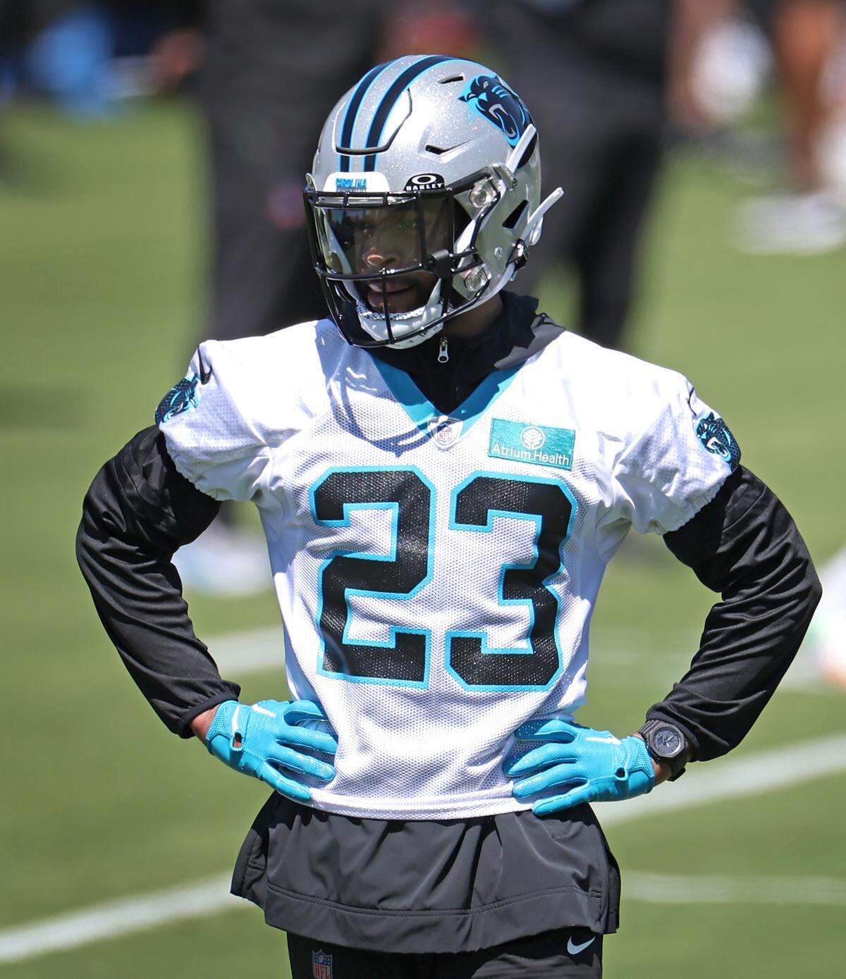 Carolina Panthers cornerback Dane Jackson during the team’s voluntary minicamp practice on Tuesday, April 23, 2024.