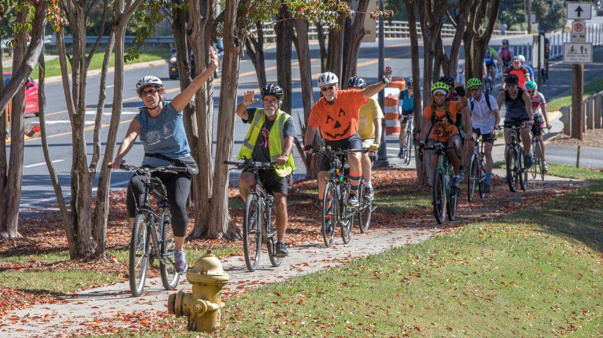 Sustain Charlotte’s Biketoberfest is back in 2021 with an extended route. Shown here is a photo from the 2019 scavenger hunt.