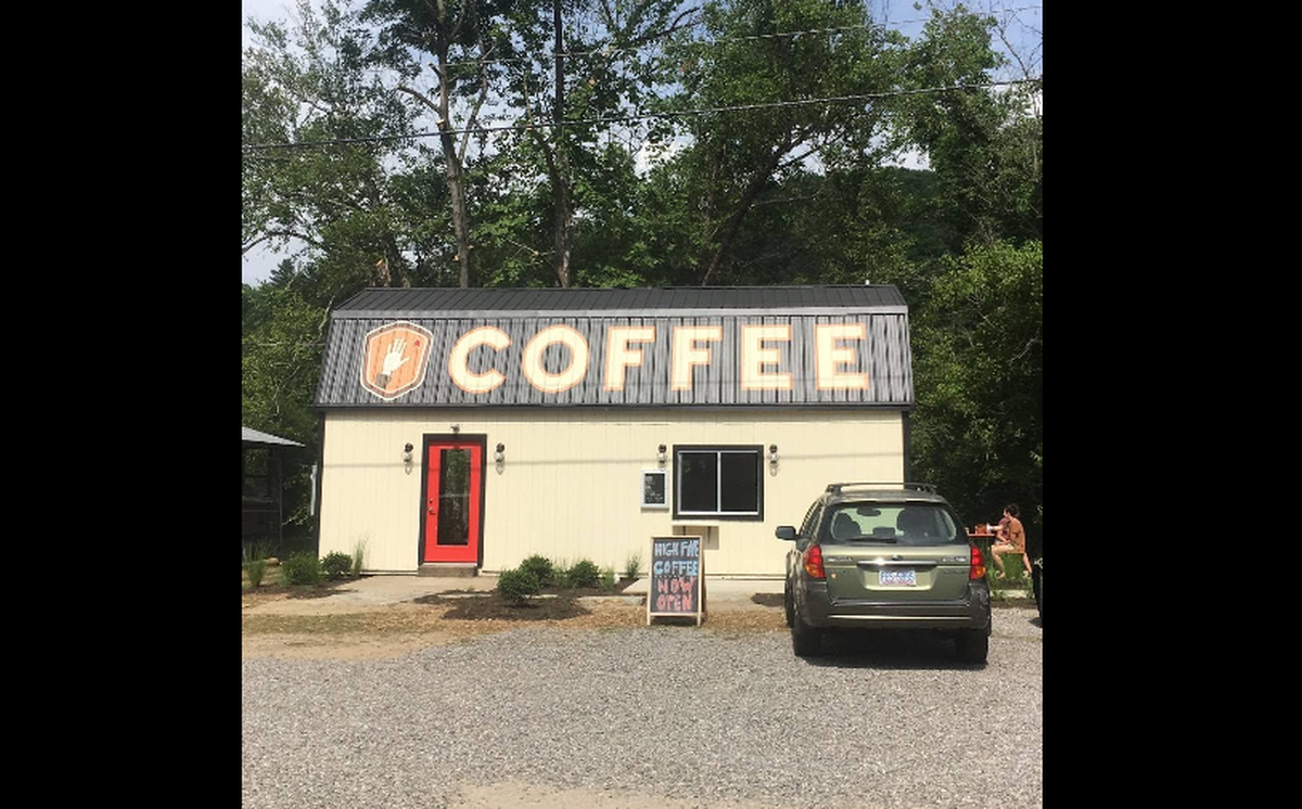 The High Five Coffee House is on the banks of the French Broad River, but the structure survived the flooding of Hurricane Helene and was reopened.