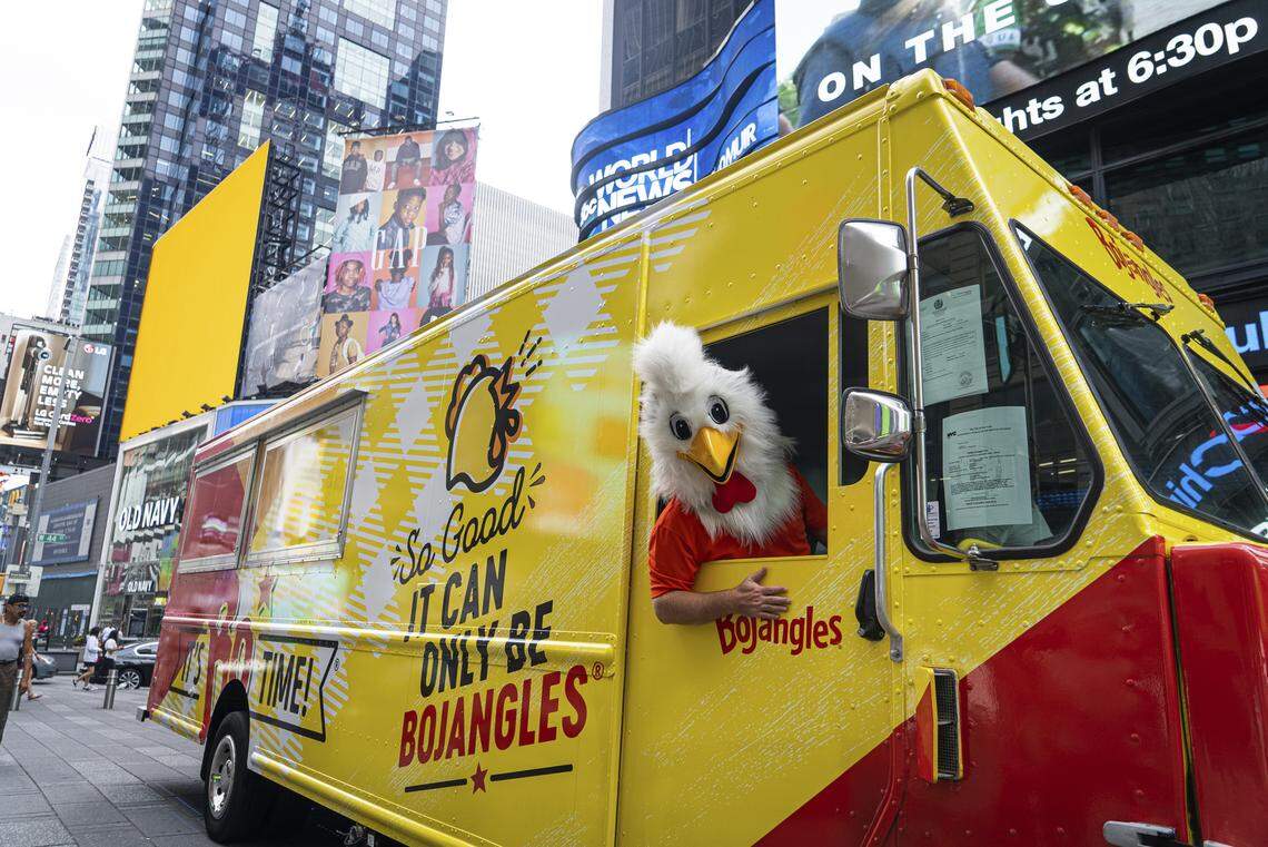 Bojangles food truck made a test drive last month in New York City, giving away more than 2,100 chicken sandwiches before its official opening Aug. 14 in Nashville.