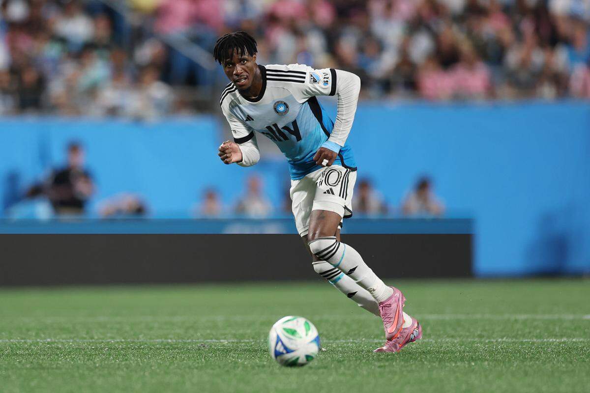 Charlotte FC’s Wilfried Zaha during a Sept. 13, 2025, match against Inter Miami CF at Bank of America Stadium in Charlotte. 