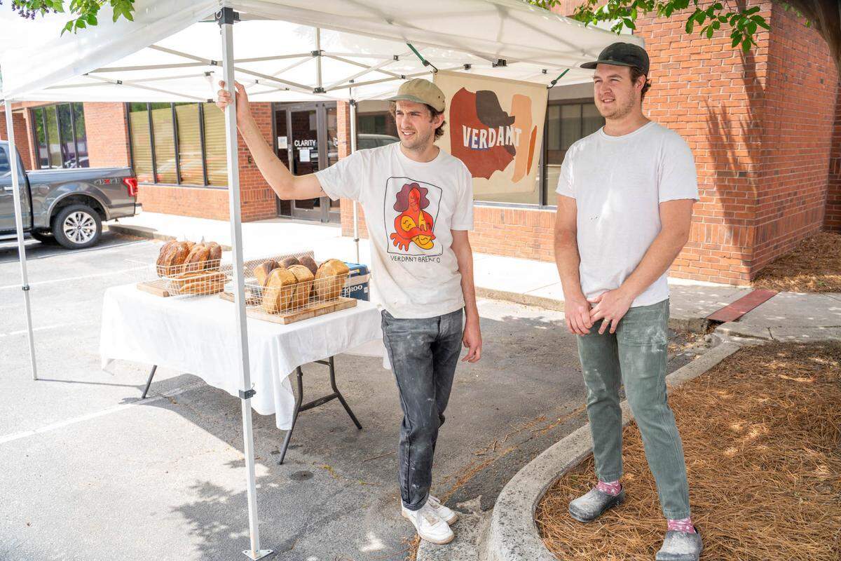Verdant Bread’s Jaymin McAffrey and Tanner Fink sell their bread to wholesale clients, at farmer’s markets and to walk-up clients.