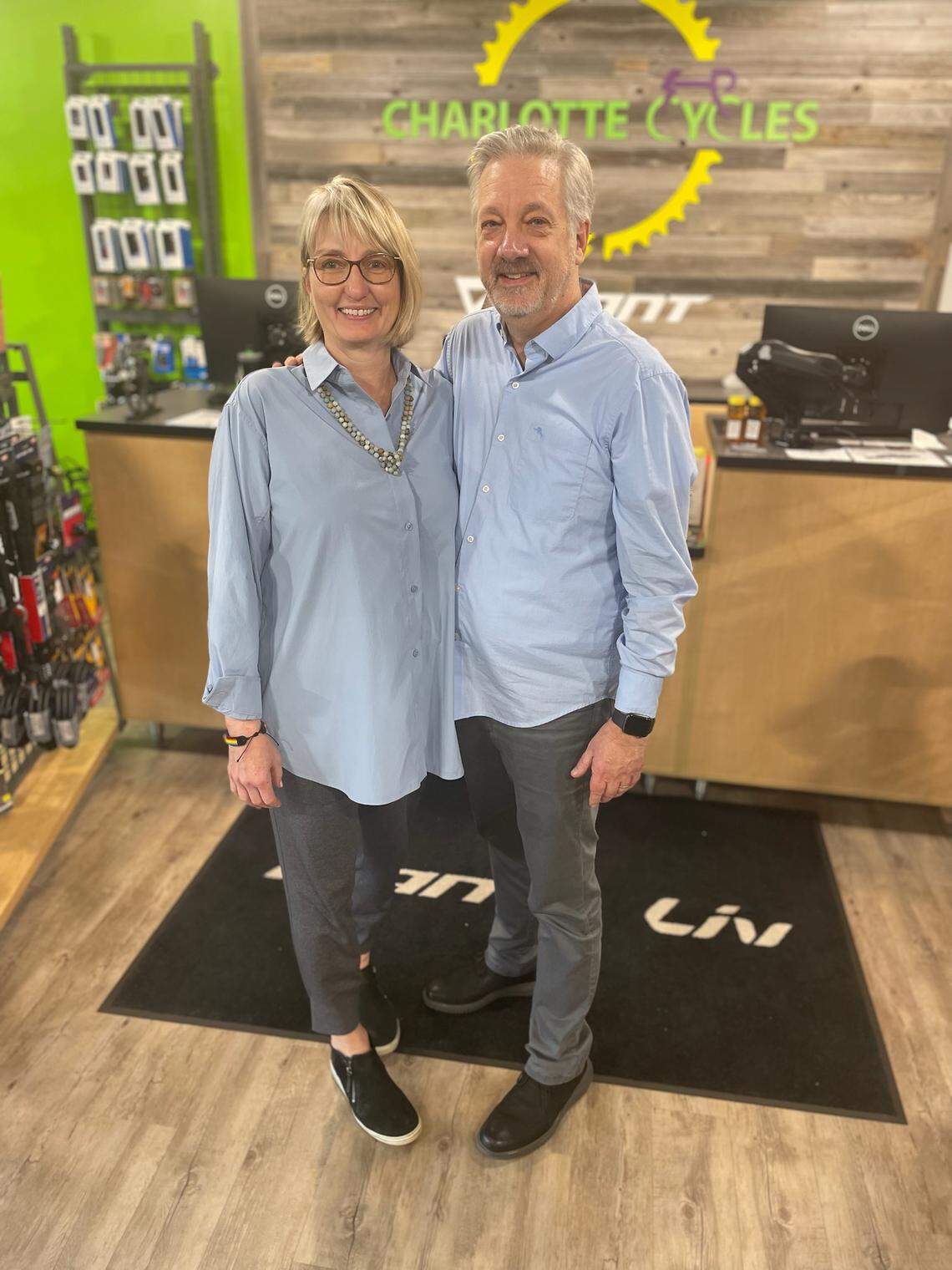 Kelley and Jim Baughman co-own Charlotte Cycles in Midtown with Chris Dies.