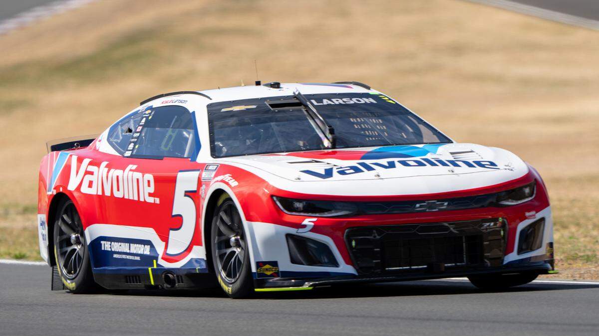Kyle Larson pilots the No. 5 Hendrick Motorsports Chevrolet during qualifying for the NASCAR Cup Series race at Sonoma Raceway in Sonoma, Calif., on June 8, 2024.
