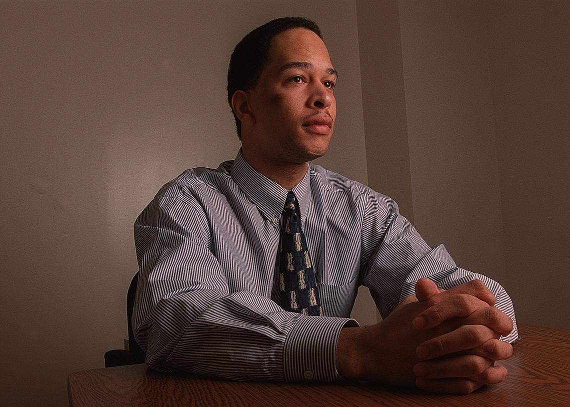 Rae Carruth, inside the Mecklenburg County Jail on Oct. 20, 2000, awaiting the start of his murder trial. Carruth, then 26, refused a plea bargain of second-degree murder prior to the trial, which meant his first-degree trial would have life-or-death stakes.